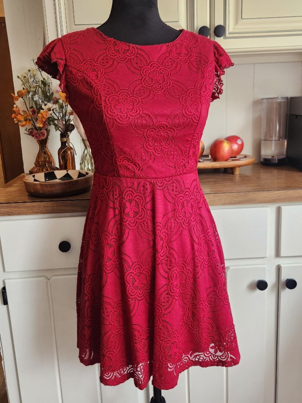 Trixie Red stretchy lace maxi dress